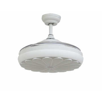 White Modern Retractable Fan Lamp with 3-Blades