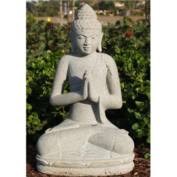 Grey Stone Finished Blessing Buddha Meditating Peace Harmony Statue Collectors Items