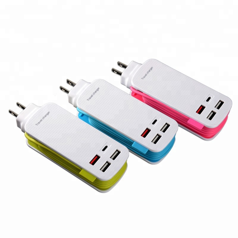 4 θύρες 5V USB USB-C φορτιστής τοίχου ταξιδιού