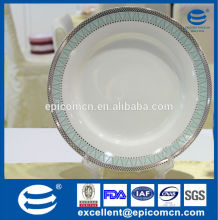 china factory price household new bone china soup plate with silver border, deep soup plate