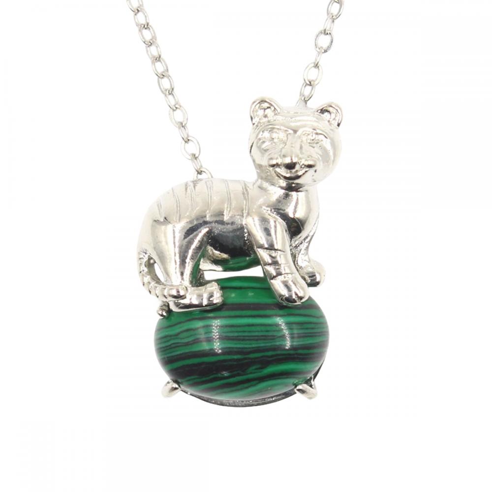Gemstone с серебряным ожерельем тигрового шарма с 18 дюймами серебряной цепной цепной коля