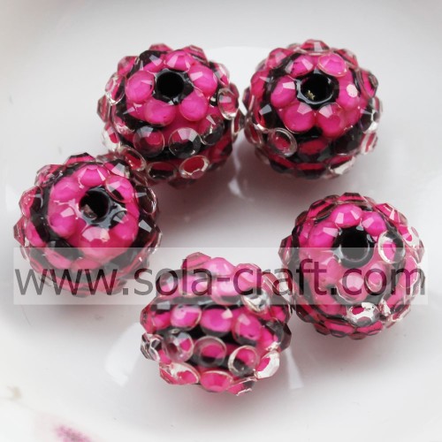 12MM, 14MM, 18MM, 20MM Zebra Striped Solid Ball Akrylowe koraliki z kryształem żywicy