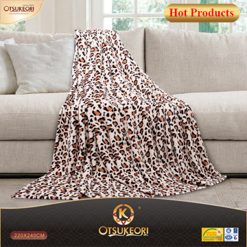 Leopard grain design printing blankets,printing blankets with fleece animal .