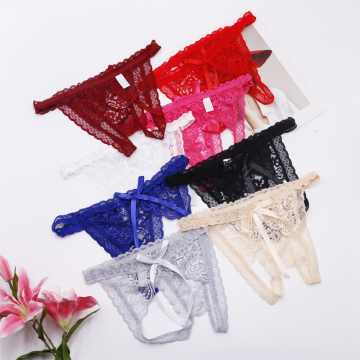 JUNXI Women's Lace Crotchless Thong Panties
