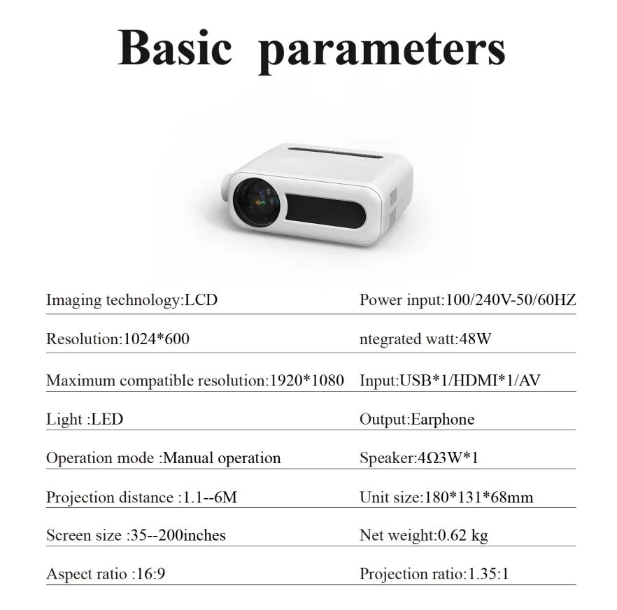Best Sell Home Theater LED Mini Portable Video 2000lumens LCD Projector