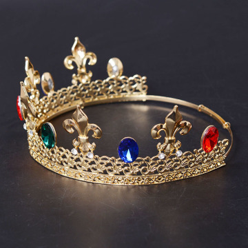 Chapado en oro Diamante colorido Rhinestone Baroque Crown