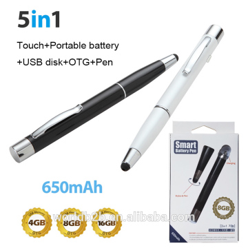 5in1 Multifunction portable battery USB disk OTG Touch stylus pen