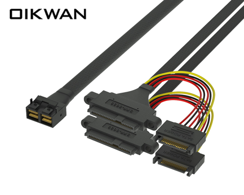 Minisas HD SFF-8643 8i hingga 2*SFF8639+Kabel 15Pin