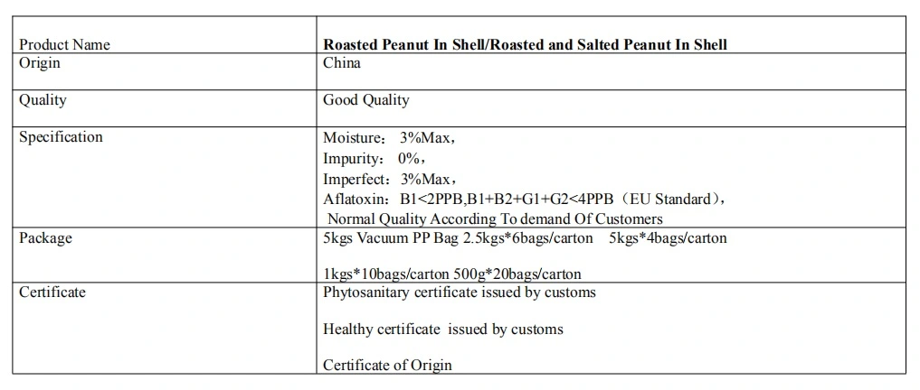 New Crop Roasted and Salted Peanut in Shell Healthy Delicous Luhua Haihua