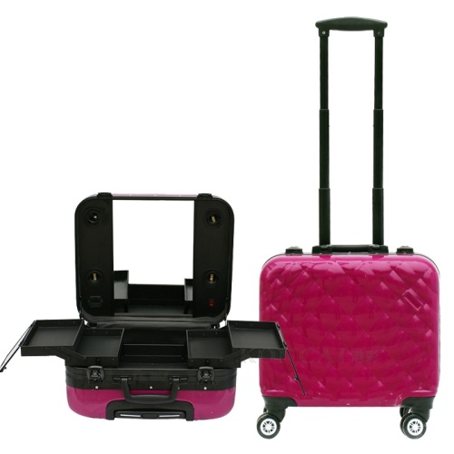 Soft-pink Portable Makeup Train Case with Light