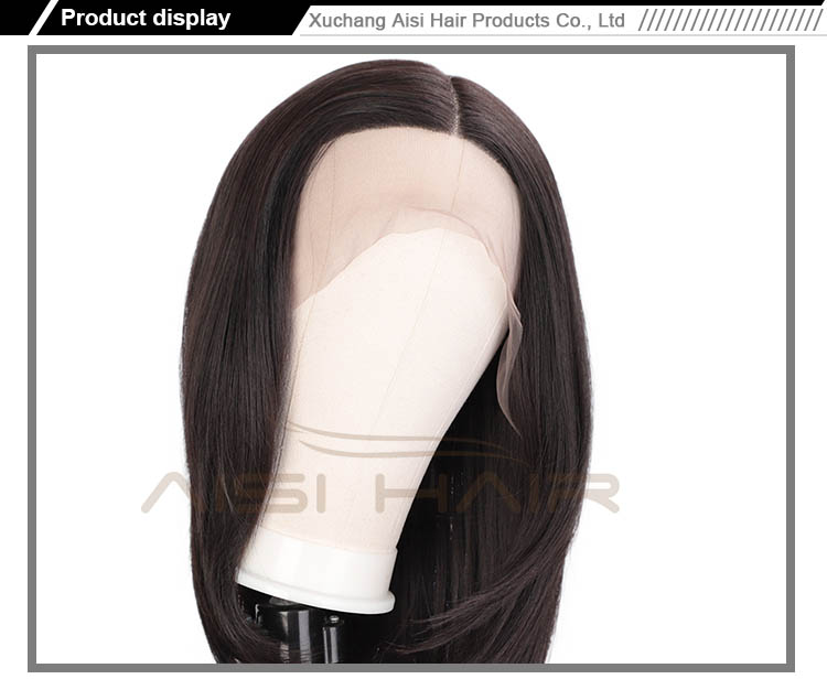 Aisi Hair Medium Long Natural Black Wig Silky Straight Front Lace Wig Synthetic Natural Wave Lace Frontal Hair Wigs For Women