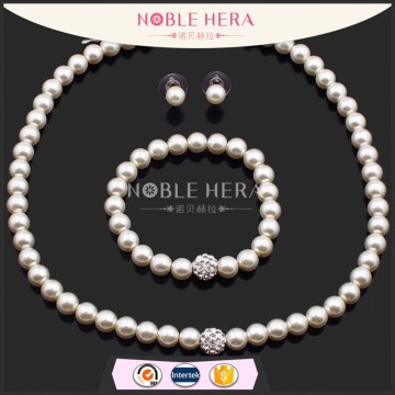 2015 New fashion artificial pearl jewelry set necklace earring and bracelet set