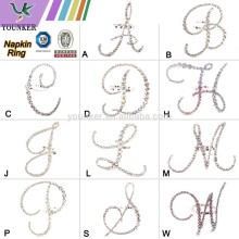 2016 Bulk wholesale Letter Rhinestone Crystal Diamond Napkin Ring for wedding decoration