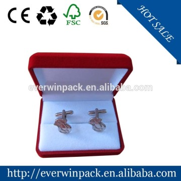 High Quality Red Cheap Flocking Cufflink Case