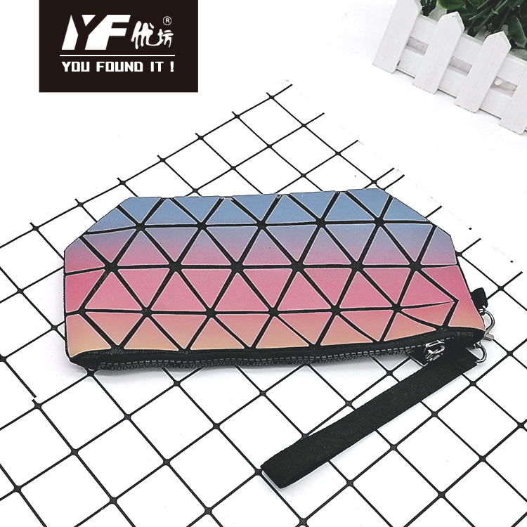 Hot sell fashion custom bulk polyester recycled rainbow color classical cosmetic bag&case