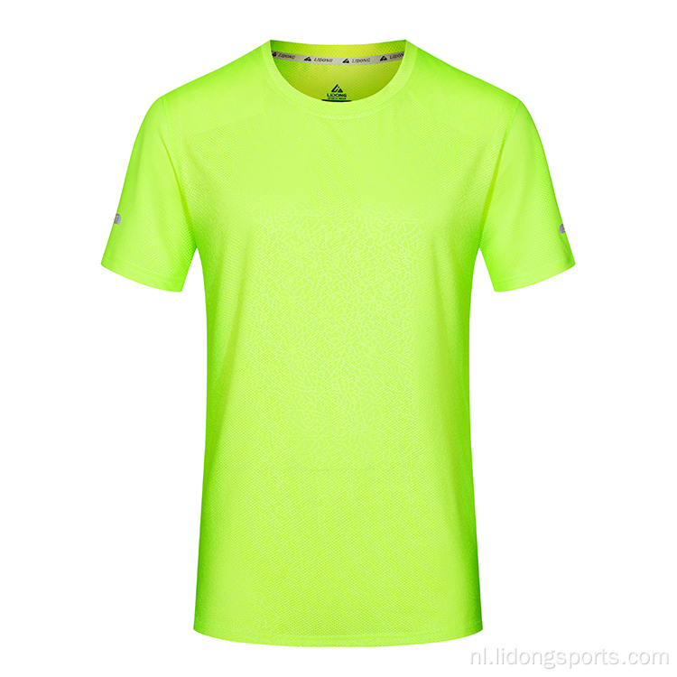 Sneldrogende O-hals Plain Shirt Unisex Running Sportkleding