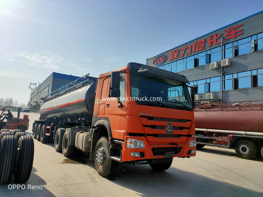 danger acid transport semi trailer