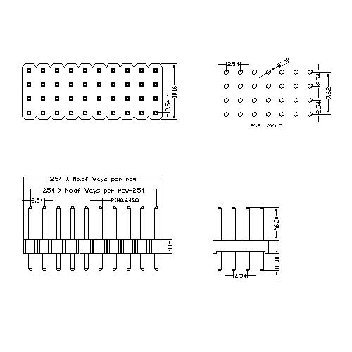 2.54 mm Pin Header Four Row Straight Type PHES10-XXF