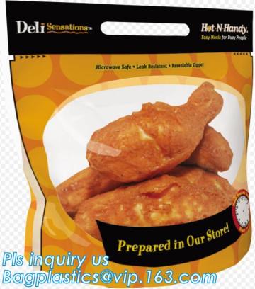 Fresh Chicken Packing Bag, standing up hot roast chicken bag with handle, chicken bag carry out fried chicken bag