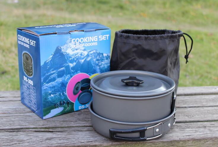 Camping Cooker Set Camping Pot Outdoor Cookware Set, Equipment Mountaineering Pot Aluminum Cooker BBQ Tableware Camping Pot