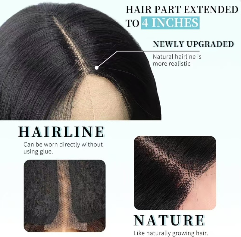 Synthetic Long Wavy Lace Hairline Wig Heat‑Resistant