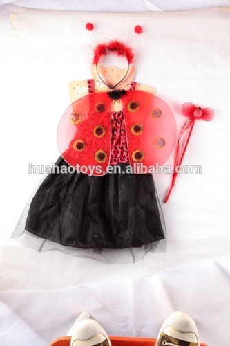 cheap black one piece girls fairy dresses with red coccinella wings set for party