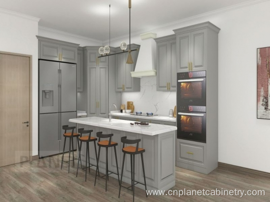 New model gray plywood hanging cabinets for kitchen