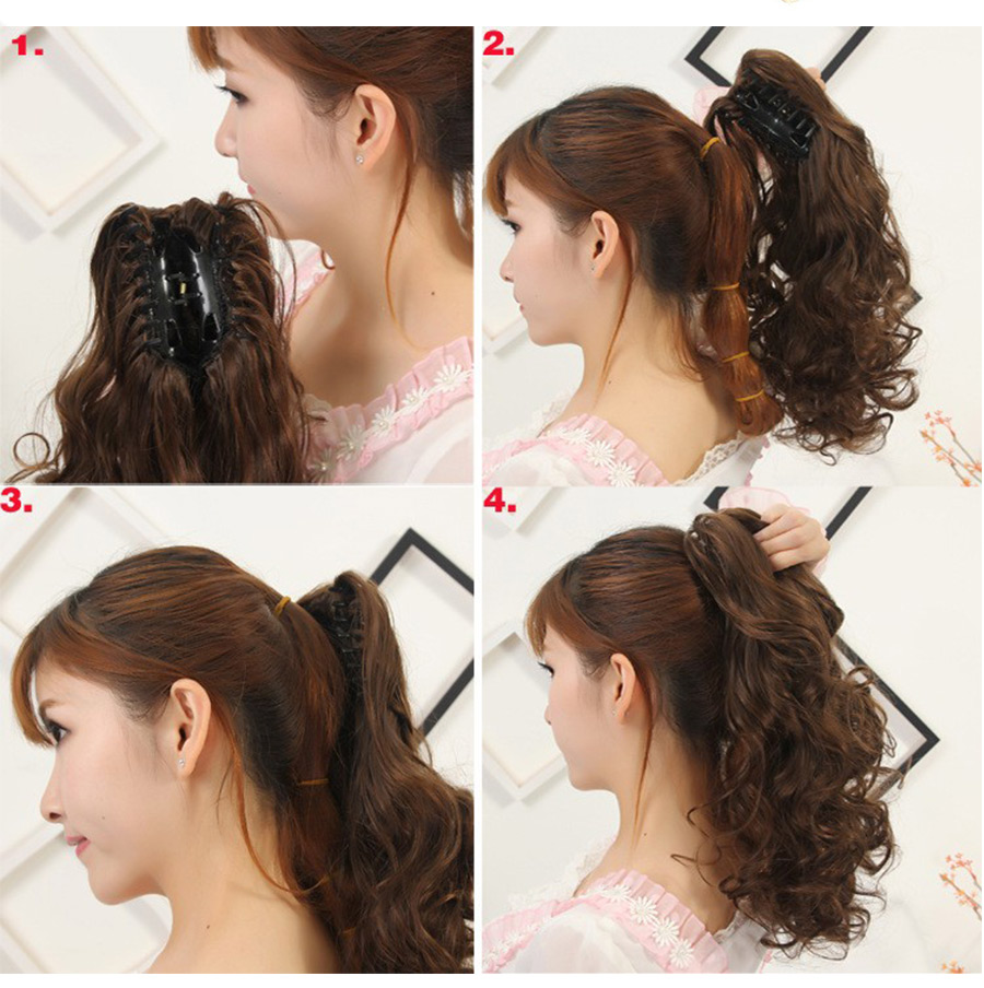 12" Synthetic Claw Clip Wavy Ponytail Extensions Clip In Hair Extensions
