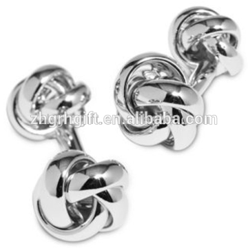 Promotional Fashion Zinc Alloy Silk Knot Cufflinks Silver Jewelry