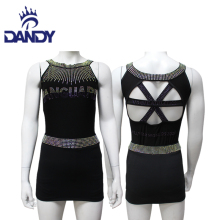 Black practice tank tops with rhinestones