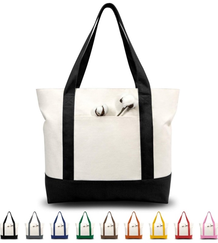 Daily Necessities Canvas Handbag Zipper Closure