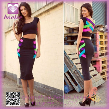 Different color sell well beautiful two pieces bandage dress