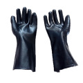 Γάντια βαμβακιού από μαύρο PVC. Ομαλό φινίρισμα. 35εκ