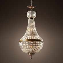 Rustic American Style Hotel Foyer Lighting: Beaded Gold Chandeliers