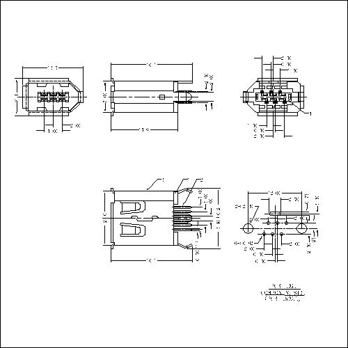 IEFS02-XXXXX 1394 6P Receptacle Straight Solder Type