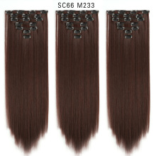 Vivian 22 Inch Clip-On Hair Extensions: 16 Clips, Natural Pink Double Weft Straight Hair Pieces