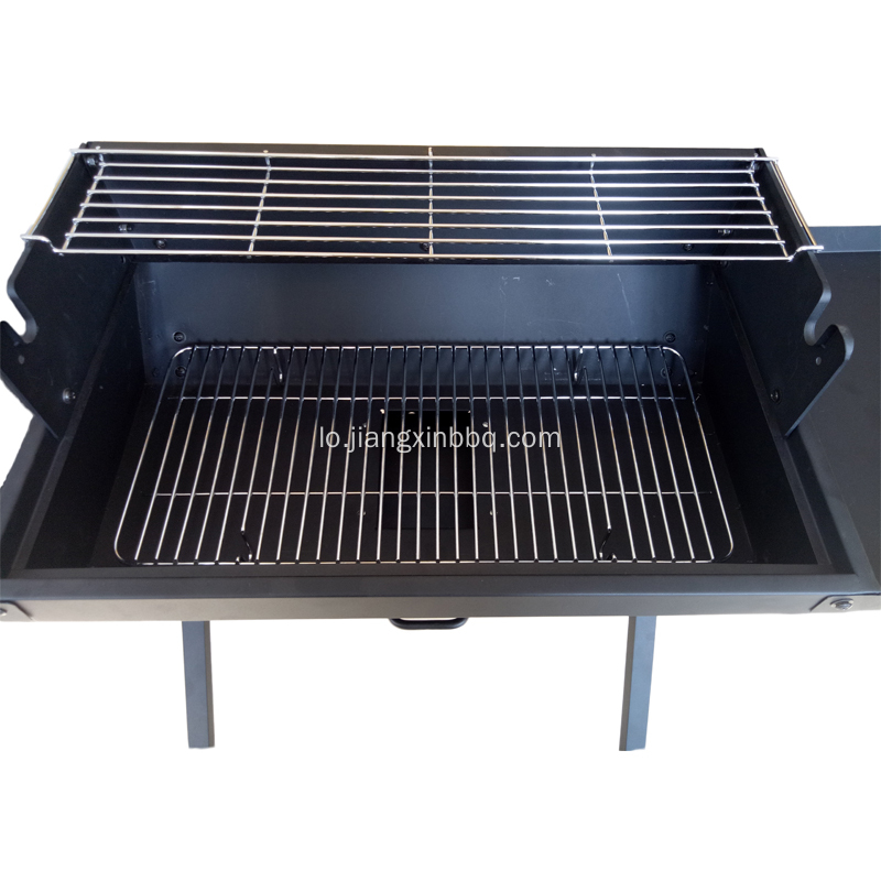 Trolley Charcoal Grill ກາງແຈ້ງທີ່ມີຕາຕະລາງຂ້າງ