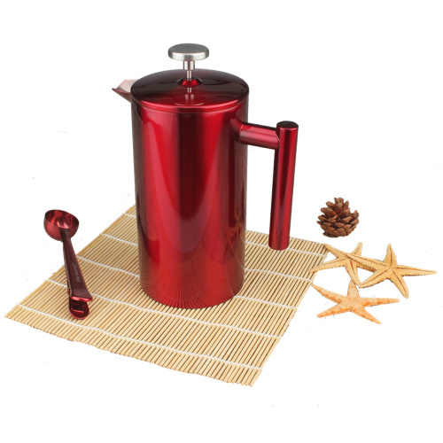 Elegante rote Edelstahl French Press Kaffeemaschine