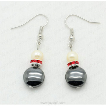 Hematite disc beads earring