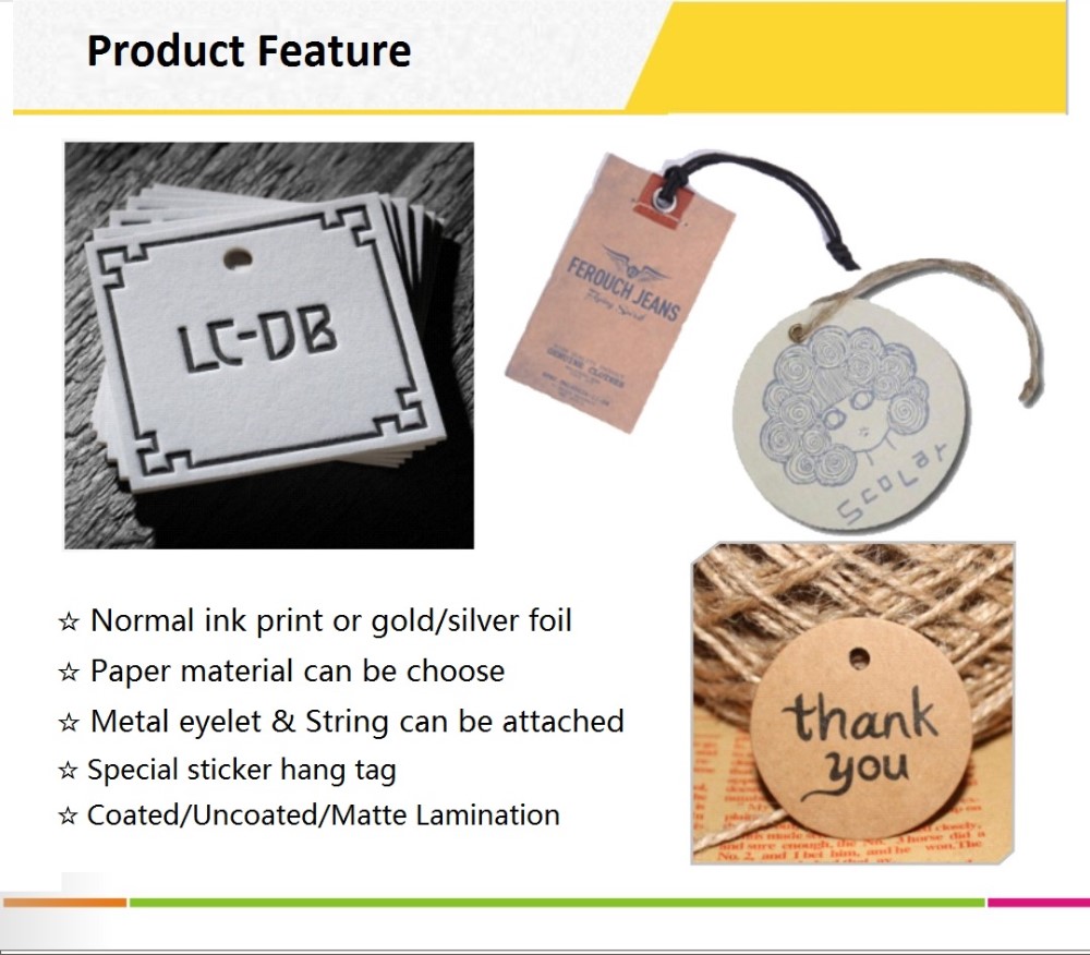 Top Design Factory Price White Hang Tags for Shirts With Gold Logo