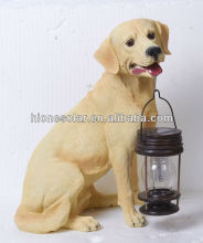 Yellow Labrador Dog With Solar Powered LED Lantern Light