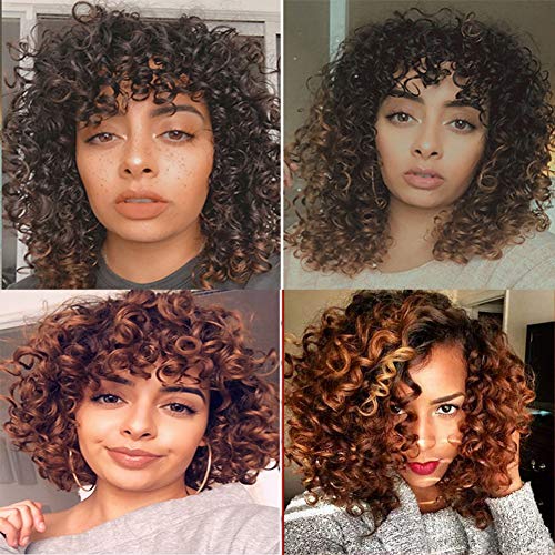 10A Ombre Bundles with Closure Brazilian 1b/4/30  Bouncy Curly  Bundles with 4x4 Lace Closure Short curly weave bundles