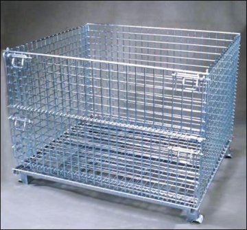 Stable folding wire mesh storage cage (logistics)