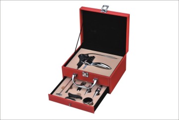 Wine box gift set/ Wine gift set/Leather wine box red color for 2 bottles