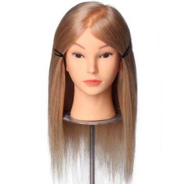 100% human hair training doll head mannequin with hair