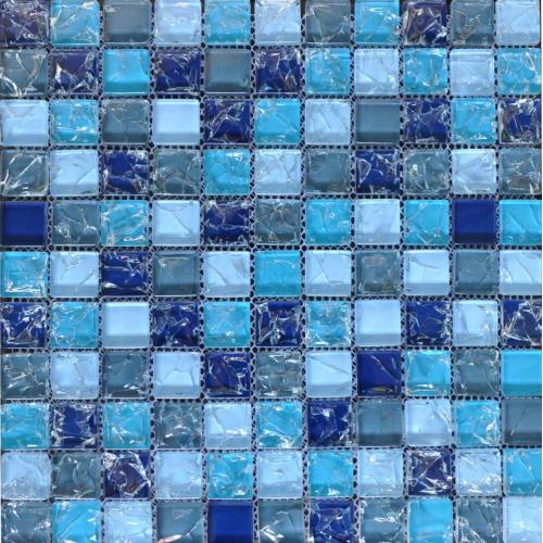 Harga kompetitif Blue retak Crystal kaca mosaik