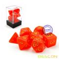 Bescon Intensive Glitter DND Dice 7pcs Set ROYAL RED, juego de dados de rollo de novedad Glitter d4 d6 d8 d10 d12 d20 d%, caja de embalaje Brick