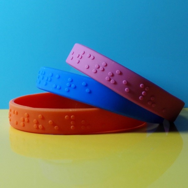 Custom Embossed Braille Silicone Bracelets