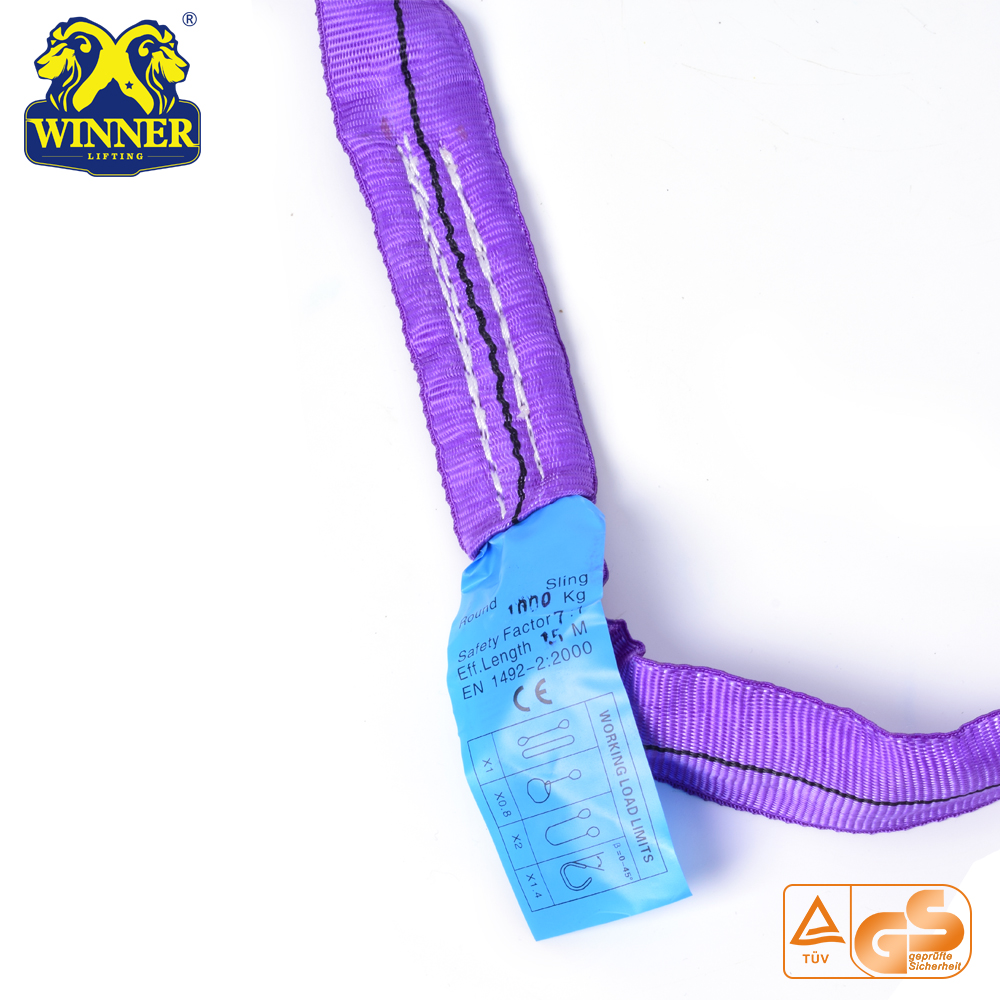 1T Purple Lifting Round SLing Cargo Lashing Belt