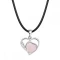 Rose Quartz Love Heart Birthstone Pendant Colliers de pierre précieuse pour les femmes